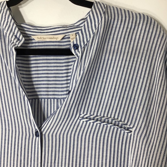 Soft Surroundings Small Shirtdress Blue Stripe - Picture 2 of 4